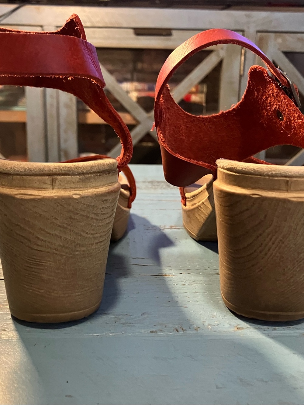 Calou Red Leather Comfortable Flex Clog - Picture 3 of 15